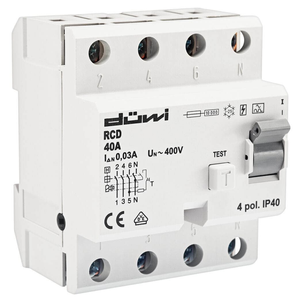 DÜWI FI-Schutzschalter, 4-polig, 40A, 0,03A