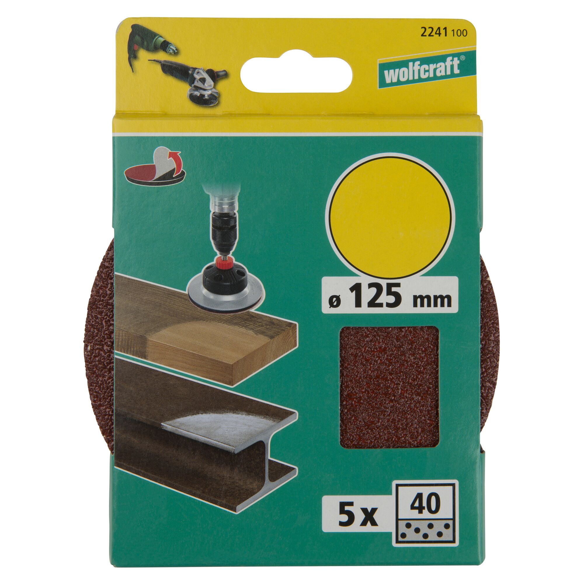Wolfcraft Schleifscheibe K40 125 mm, 5er-Pack