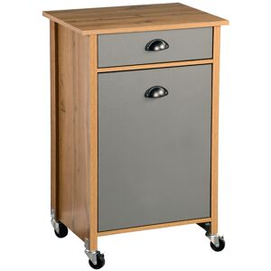 Küchenrollwagen mit Abfalleimer braun, grau 50 x 79 x 37 cm
