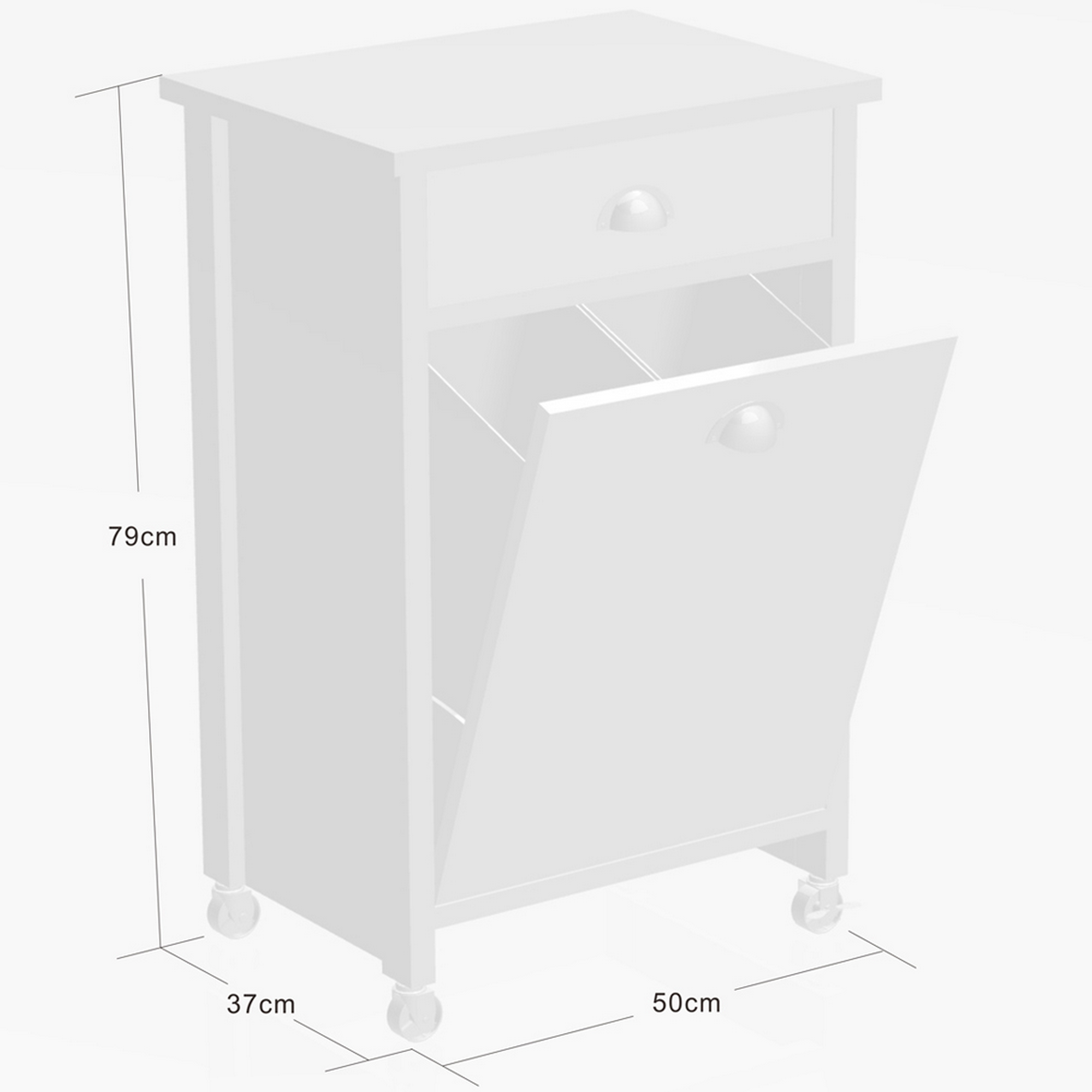 Küchenrollwagen mit Abfalleimer braun, grau 50 x 79 x 37 cm + product picture