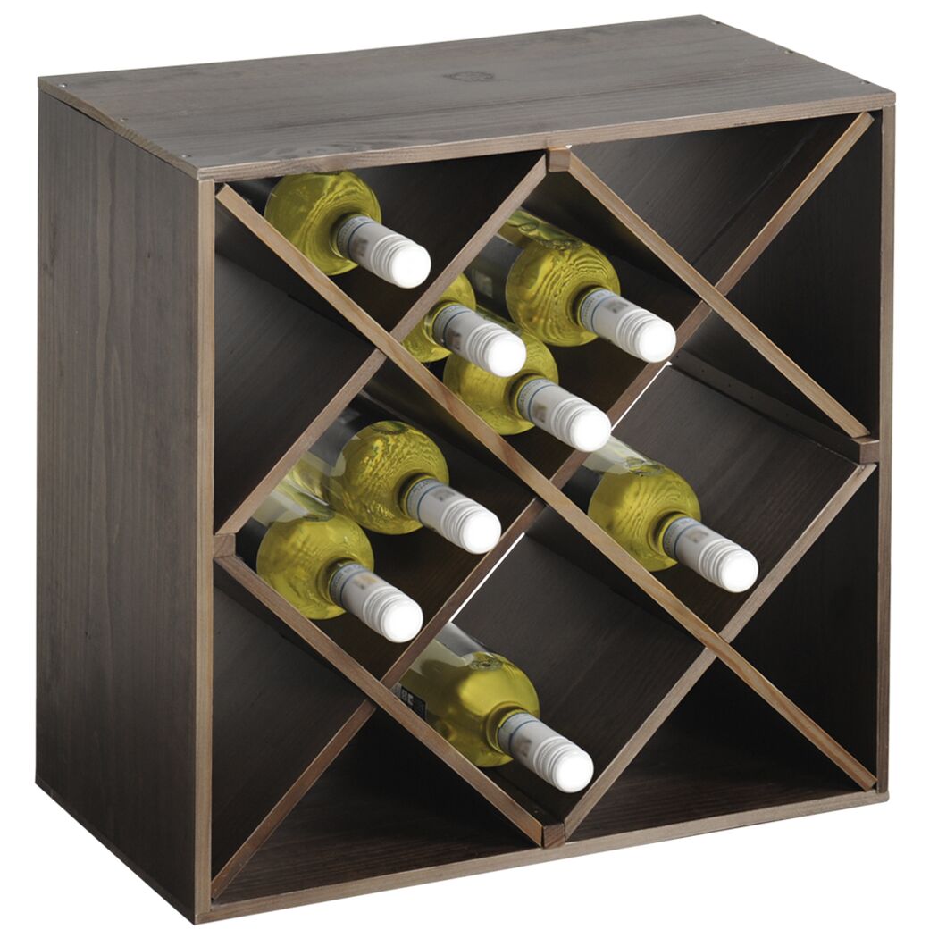 Holz-Weinregal mit Flaschen