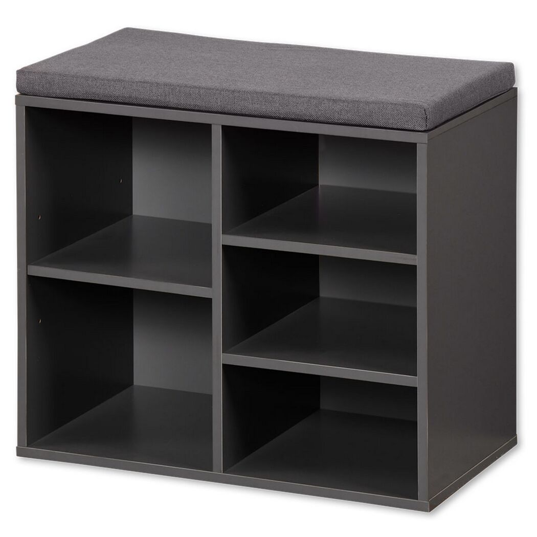 Grauer Schuhschrank mit Sitzkissen