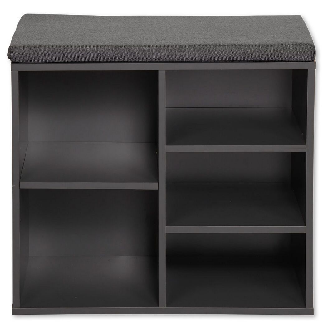 Grauer Schuhschrank mit Sitzfläche