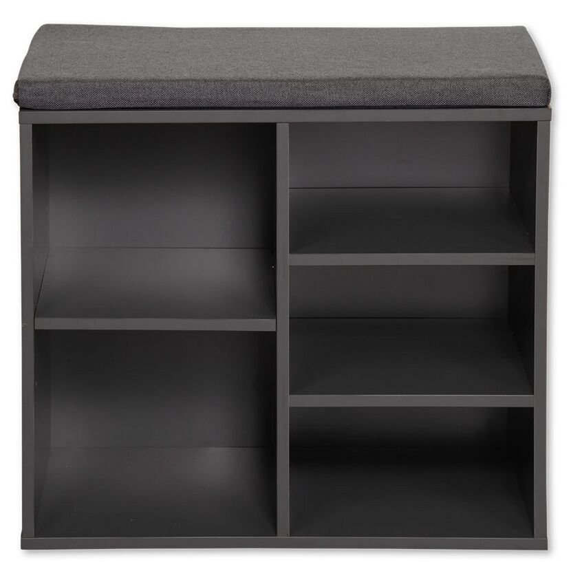 Grauer Schuhschrank mit Sitzfläche