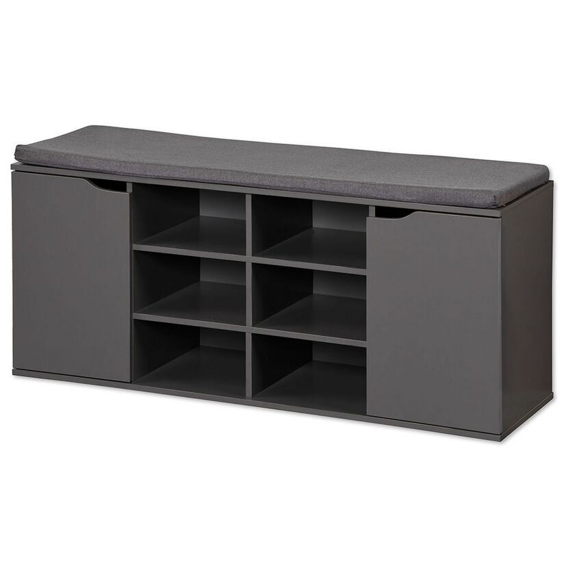Grauer Schuhschrank mit Sitzkissen