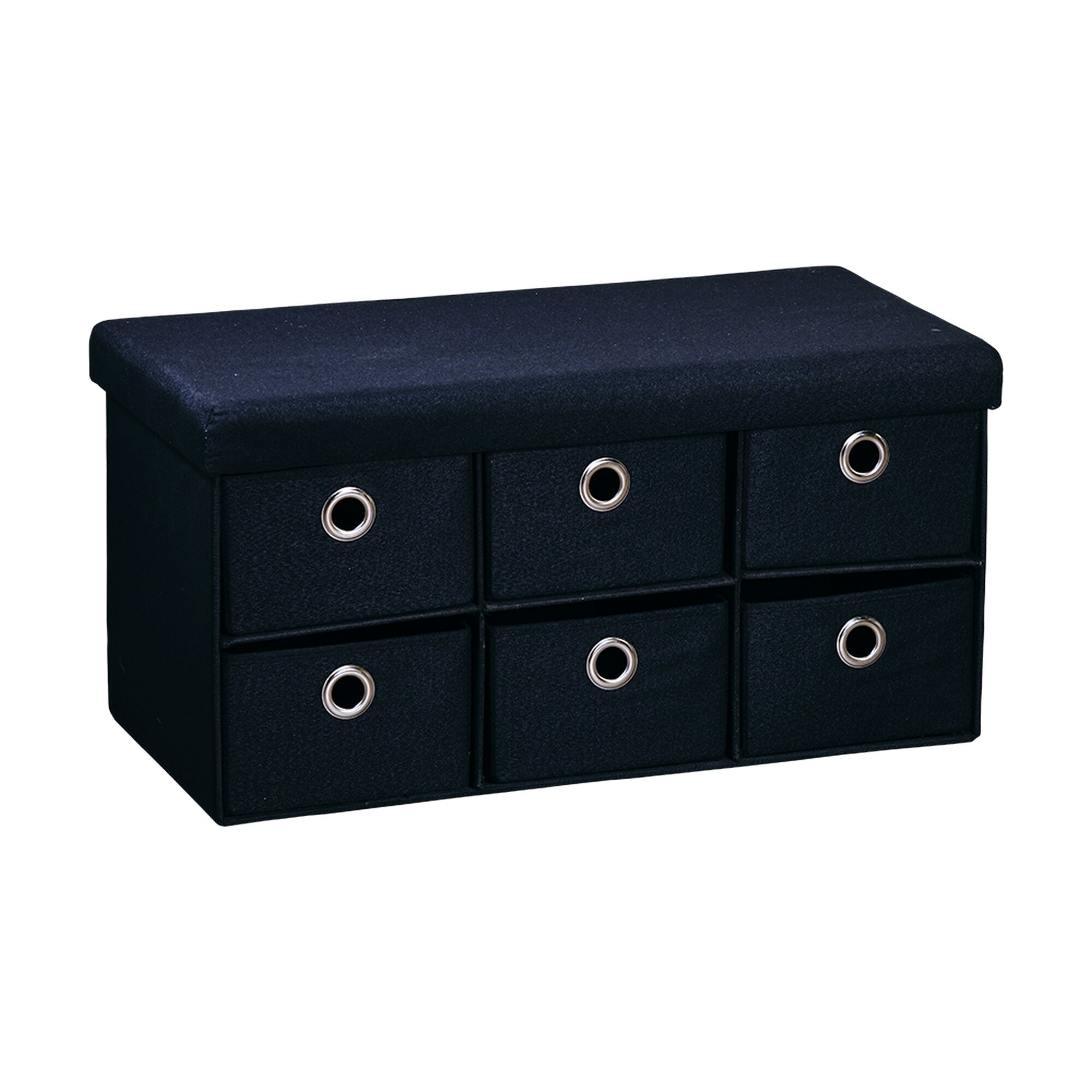 Schwarze Sitzbank mit sechs Schubladen