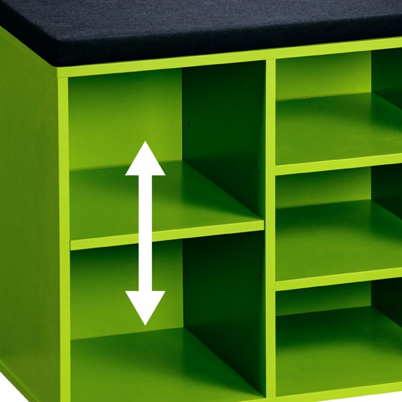 Grüner Schuhschrank mit verstellbarem Einlegeboden