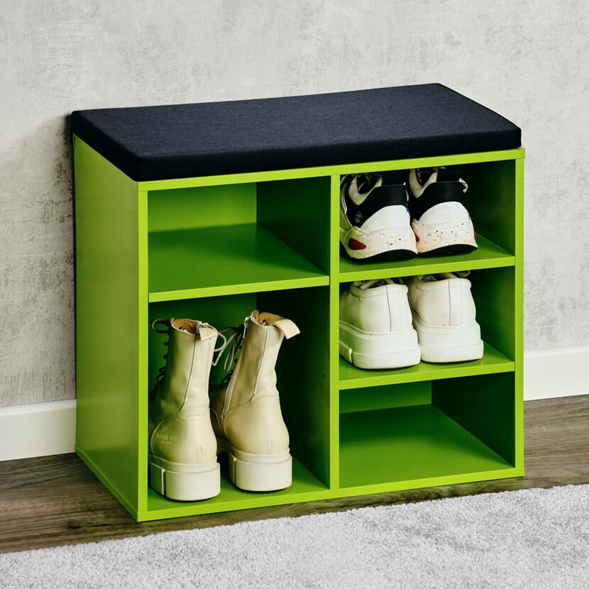 Grüner Schuhschrank mit Sitzfläche