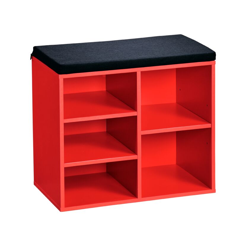 Roter Schuhschrank mit Sitzfläche