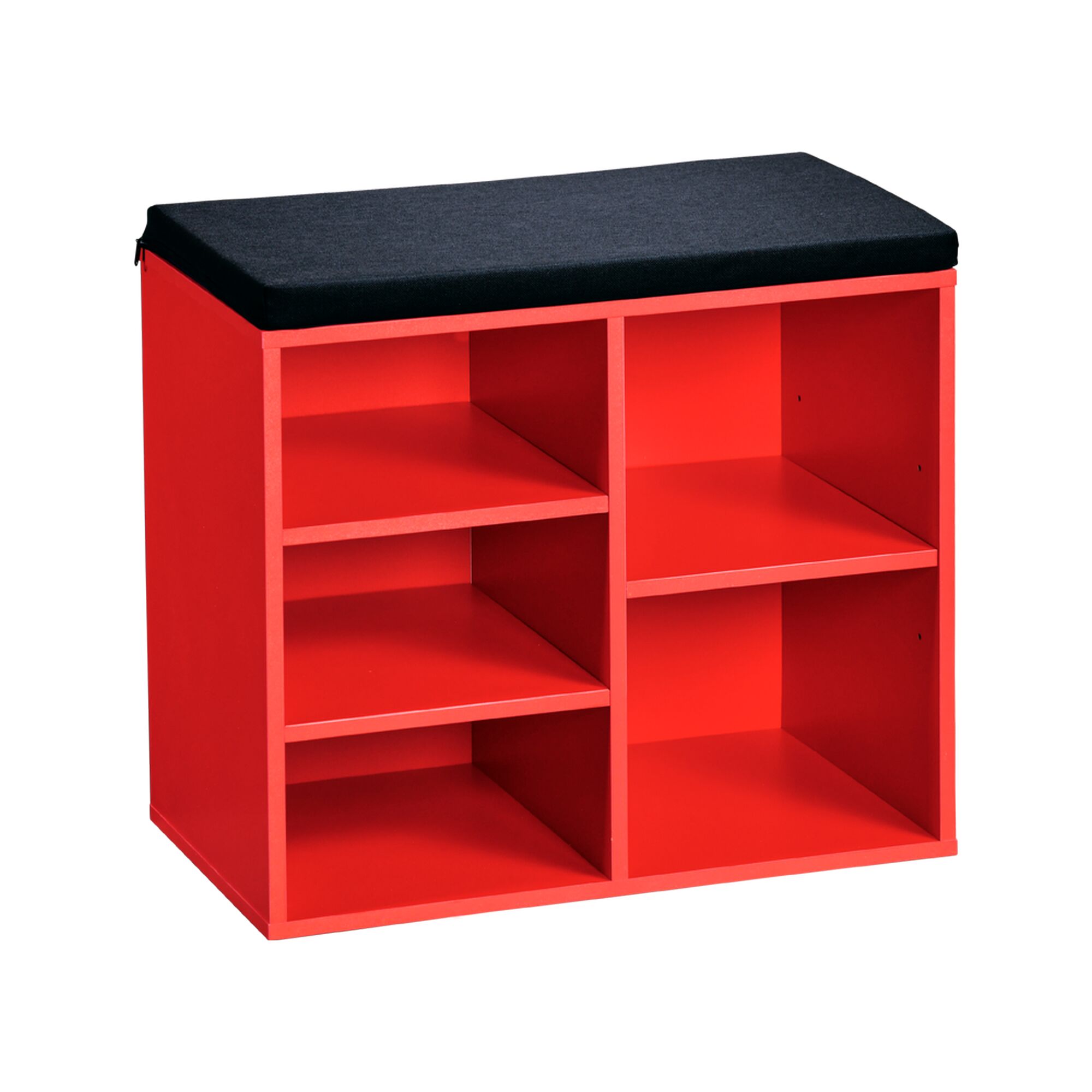 Roter Schuhschrank mit Sitzfläche