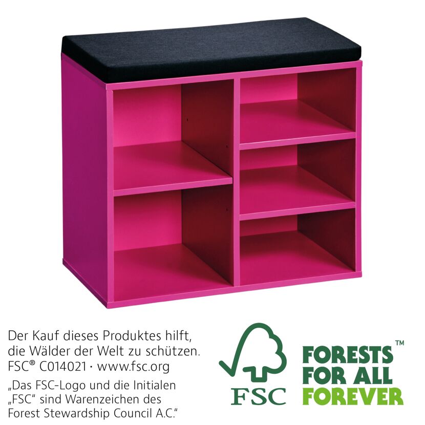 Pinker Schuhschrank mit Sitzfläche