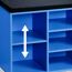Blauer Schuhschrank mit höhenverstellbarem Einlegeboden