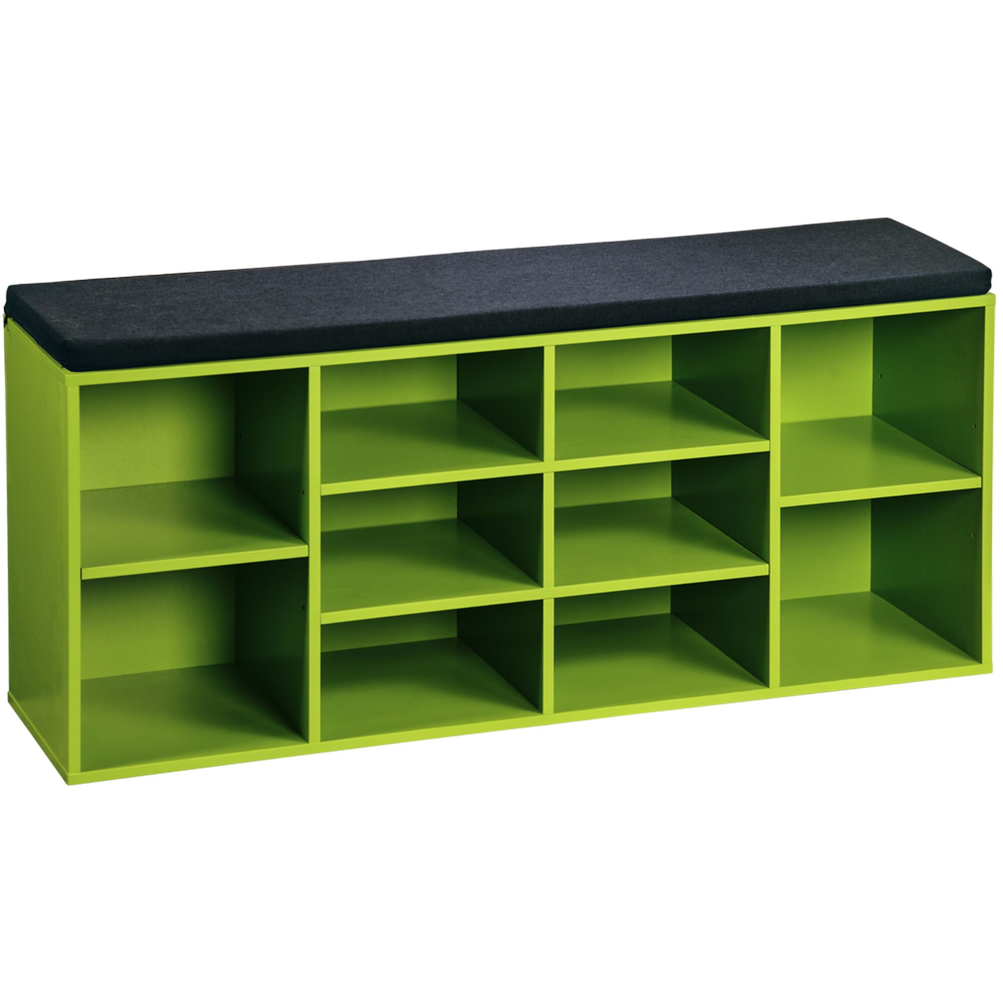Grüner Schuhschrank mit Sitzfläche