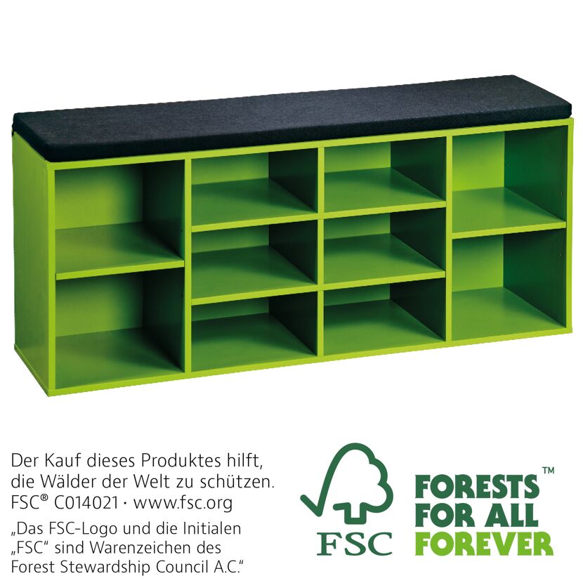 Grüner Schuhschrank mit Sitzfläche