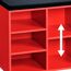 Roter Schuhschrank mit variablen Einlegeböden