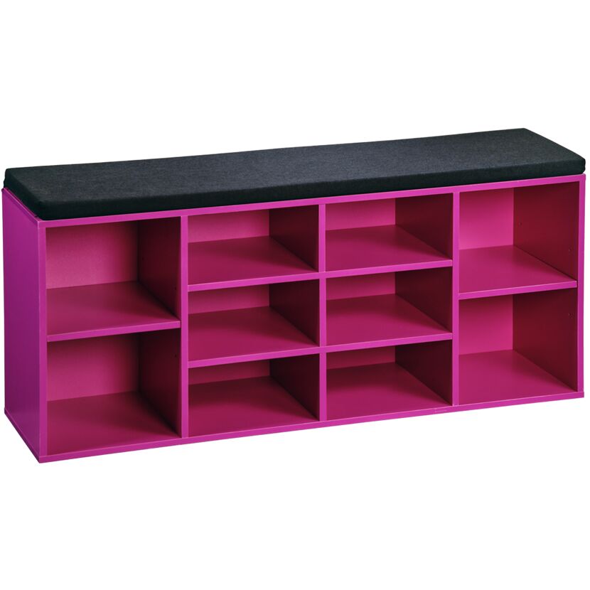Pinkes Schuhregal mit Sitzfläche