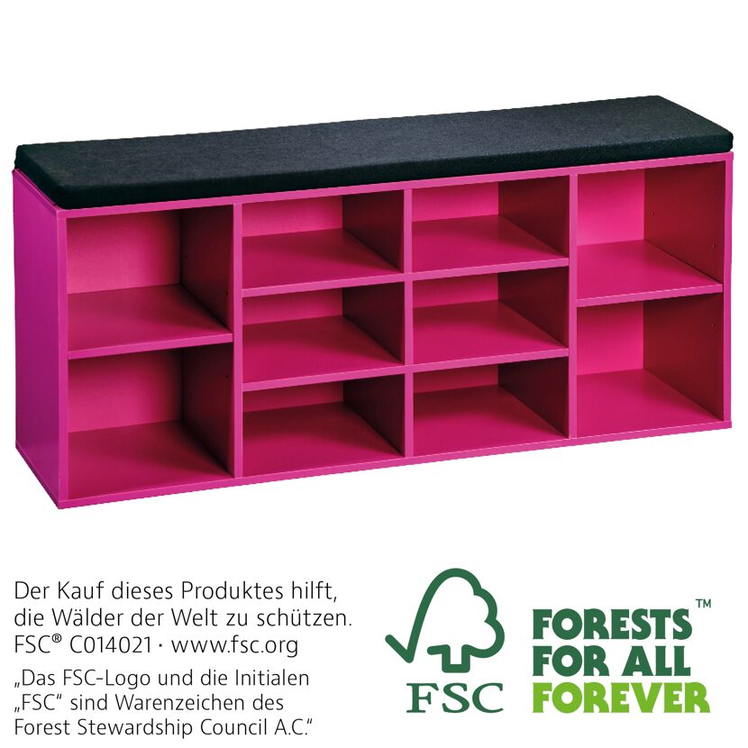 Pinker Schuhschrank mit Sitzfläche