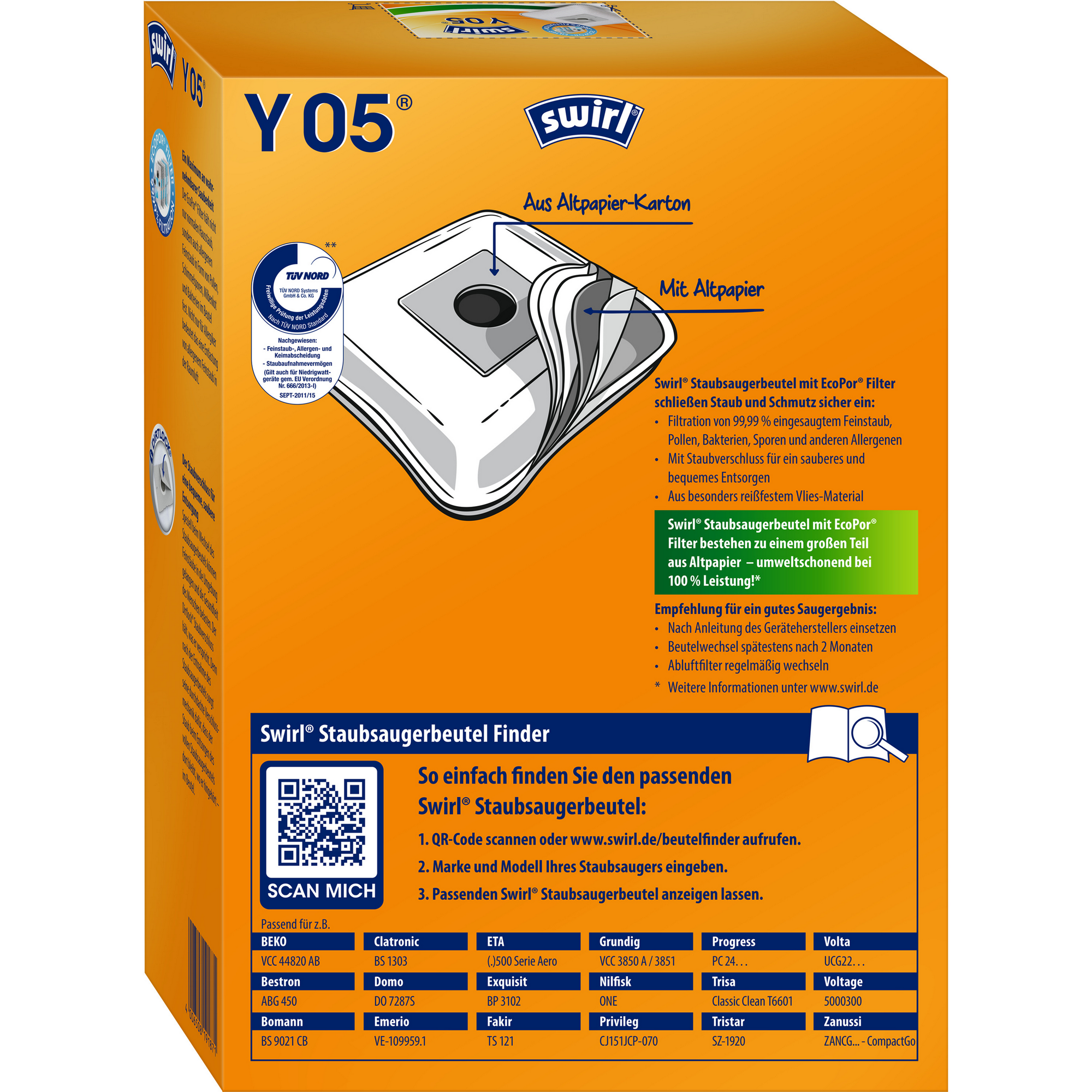 Staubsaugerbeutel Y05 4 Stück