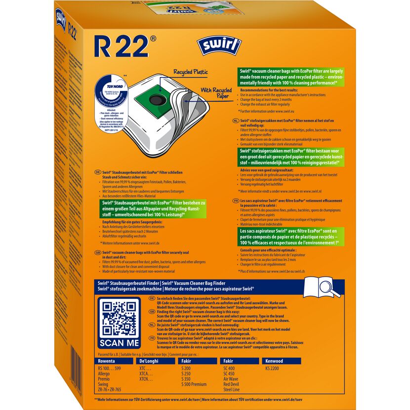 Staubsaugerbeutel 'R22' mit Filter 4 Stück