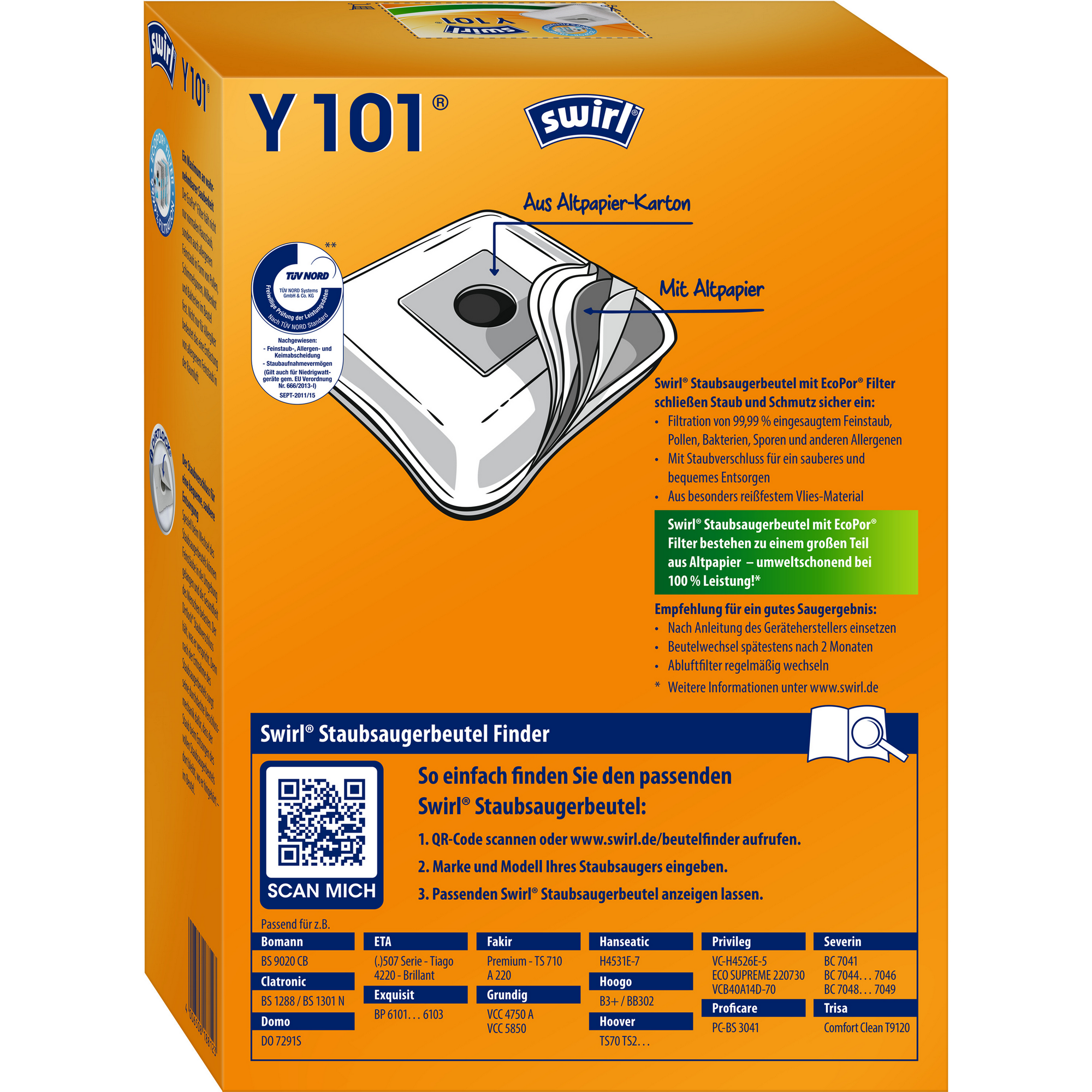 Staubsaugerbeutel Y101 4 Stück