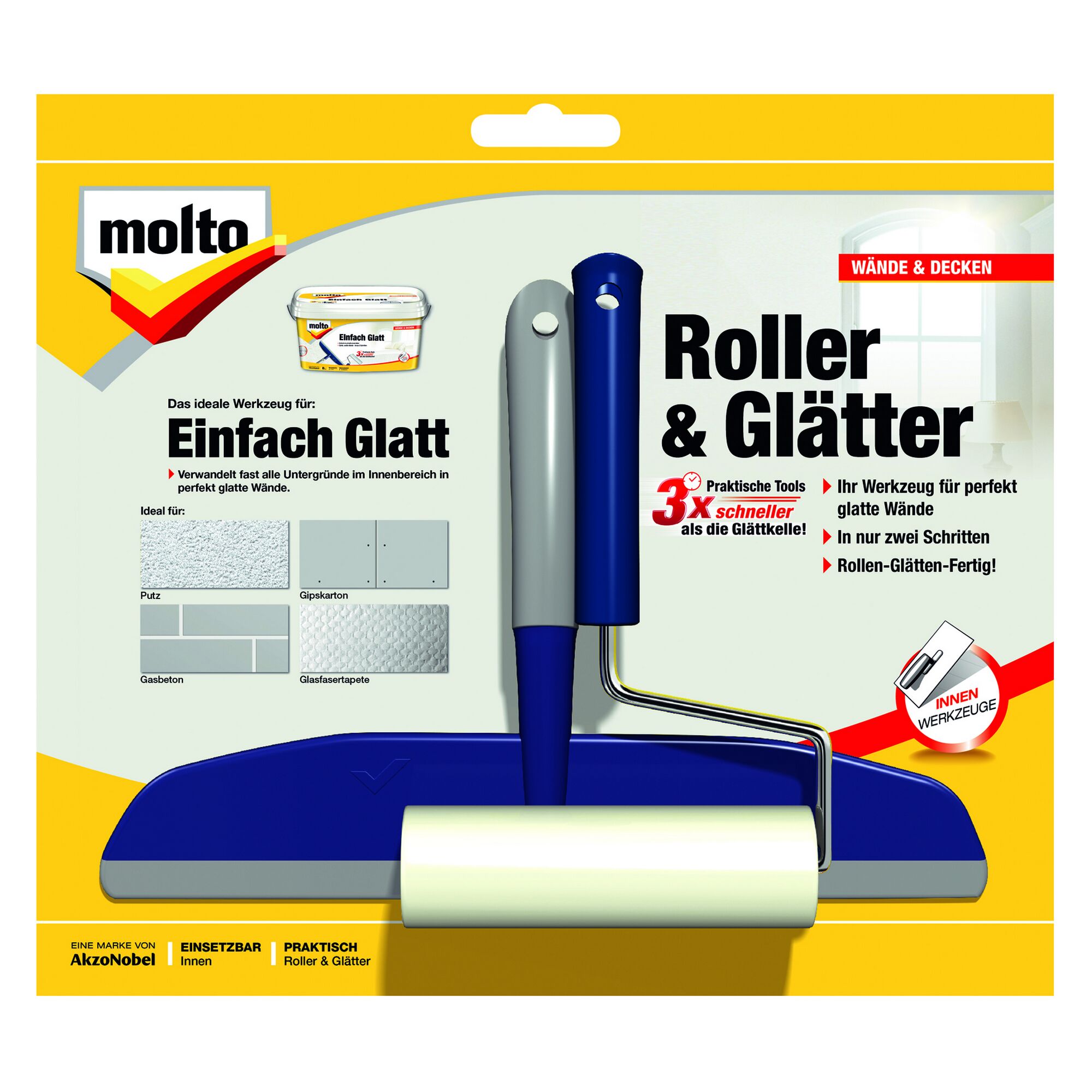 Molto Roller & Glätter, Werkzeug für glatte Wände