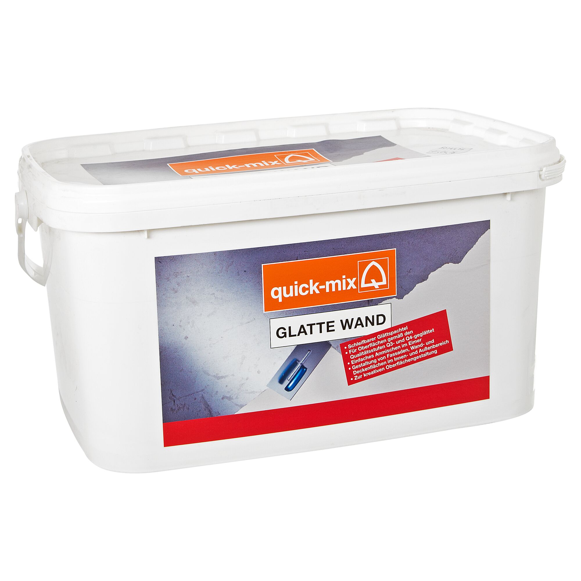 Weißer Eimer Glatte Wand von Quick-Mix