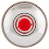 Metalldose mit rotem Deckel von oben
