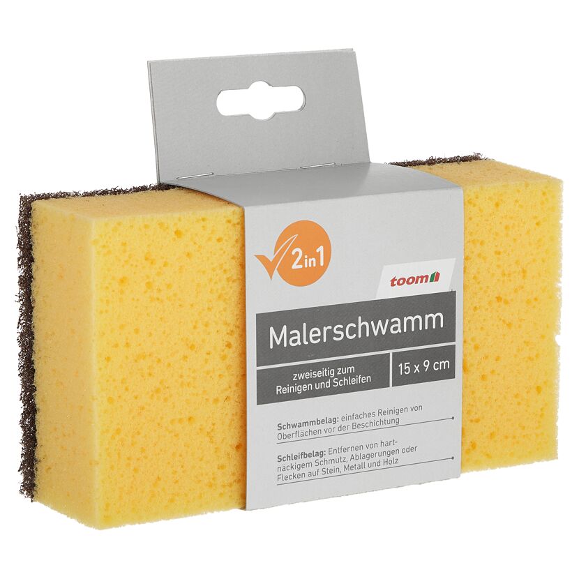 Zweiseitiger Malerschwamm, 15 x 9 cm, zum Reinigen und Schleifen