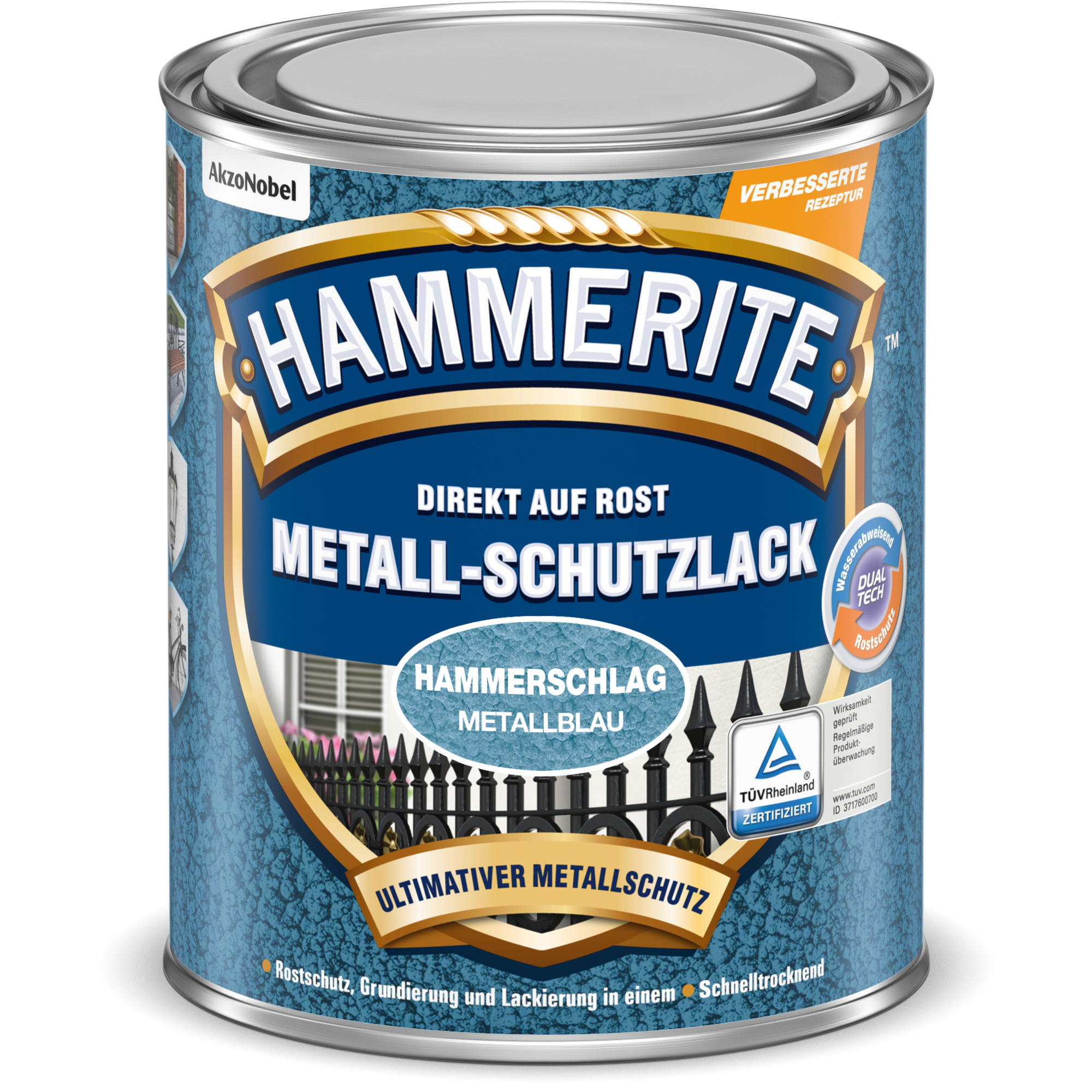 Metallschutzlack Hammerschlag-Effekt metallblau 750 ml + product picture