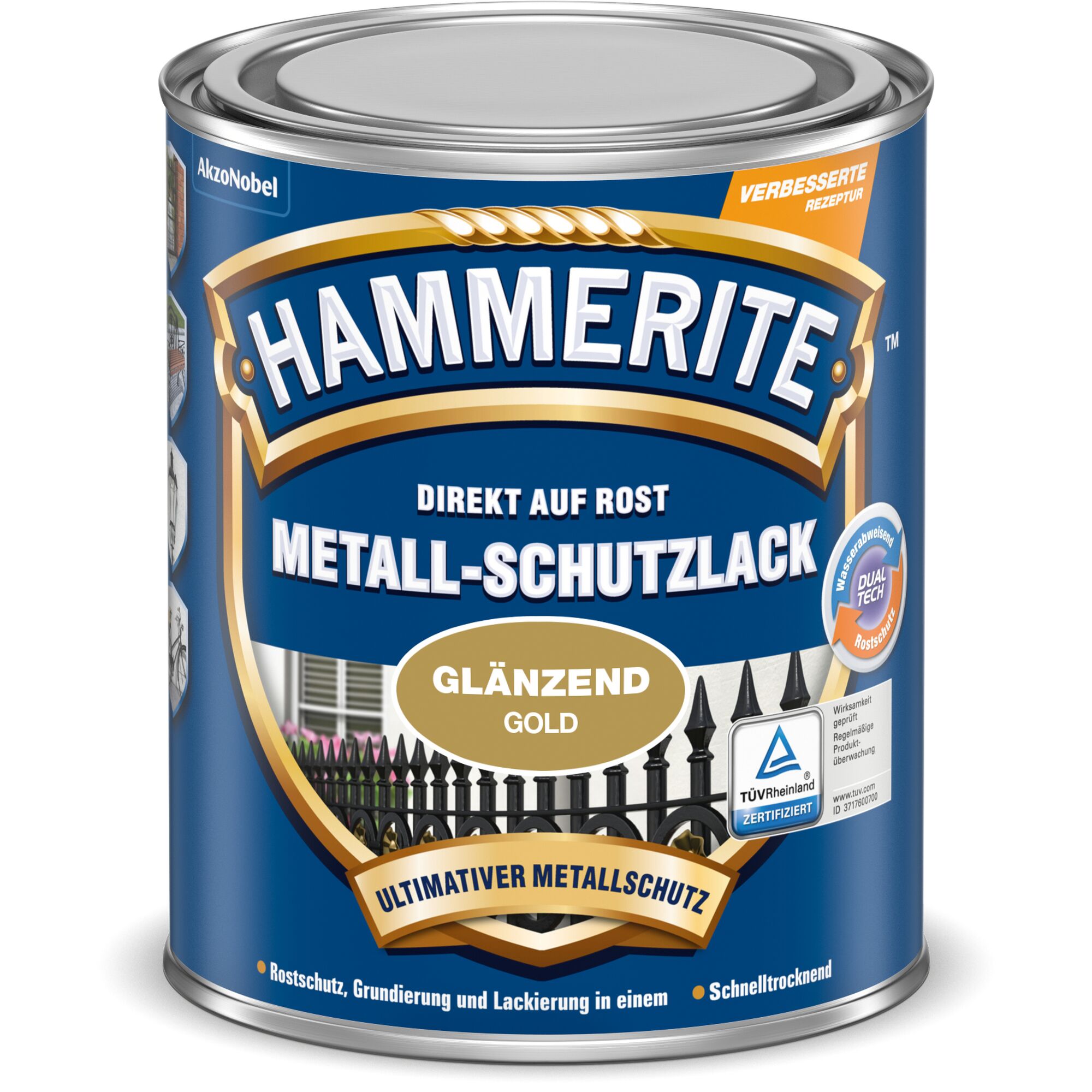 Dose Hammerite Metall-Schutzlack glänzend gold