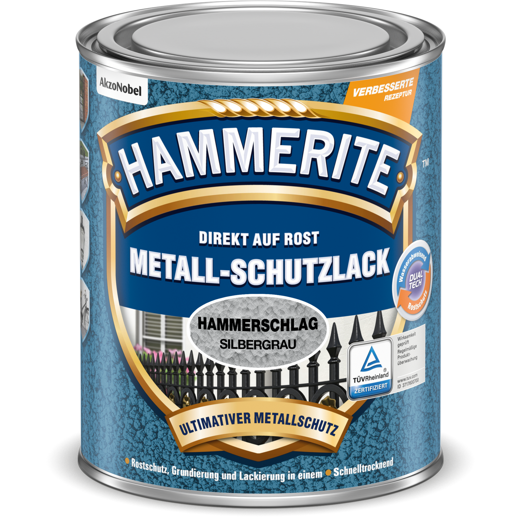 Metallschutzlack Hammerschlag-Effekt silbergrau 2,5 l + product video