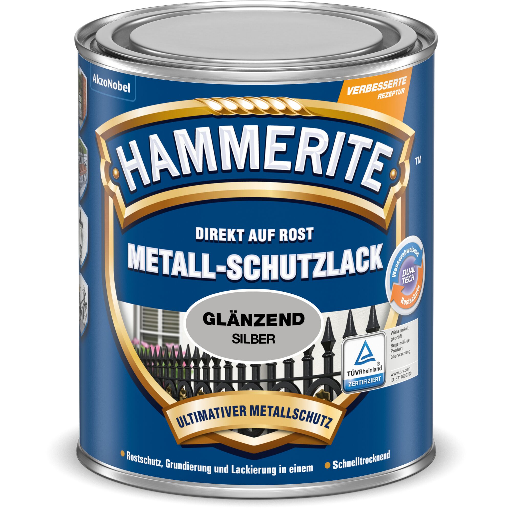 Dose Hammerite Metall-Schutzlack glänzend silber