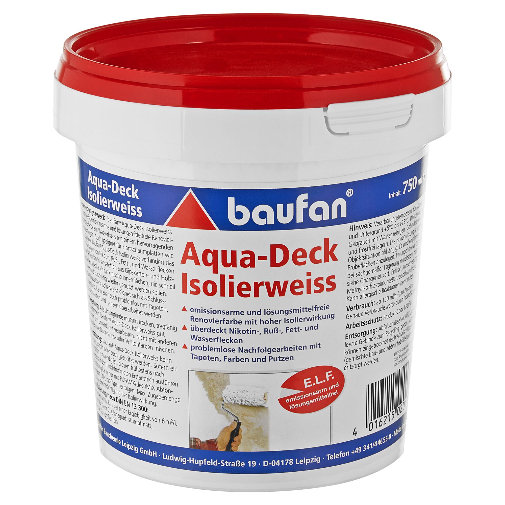 Eimer Aqua-Deck Isolierweiss mit Farbrolle