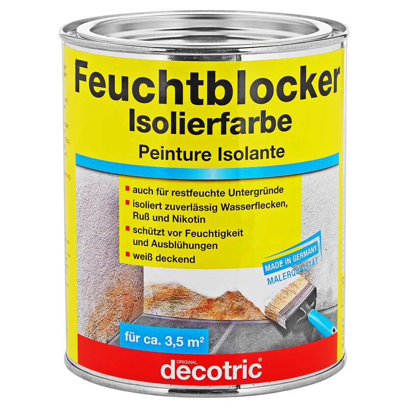 decotric Feuchtblocker Isolierfarbe weiß Pinsel