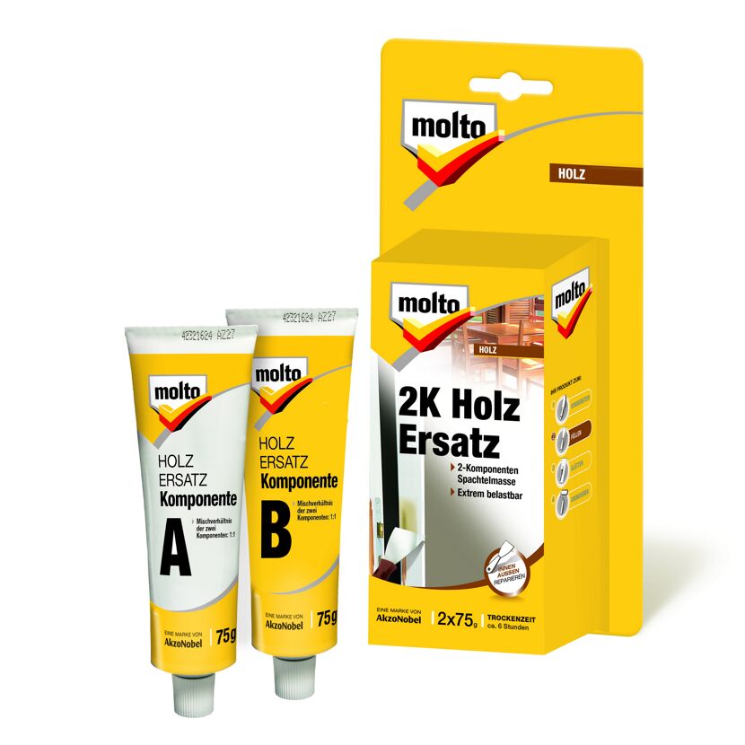 Molto 2K Holz Ersatz zwei Tuben und Verpackung