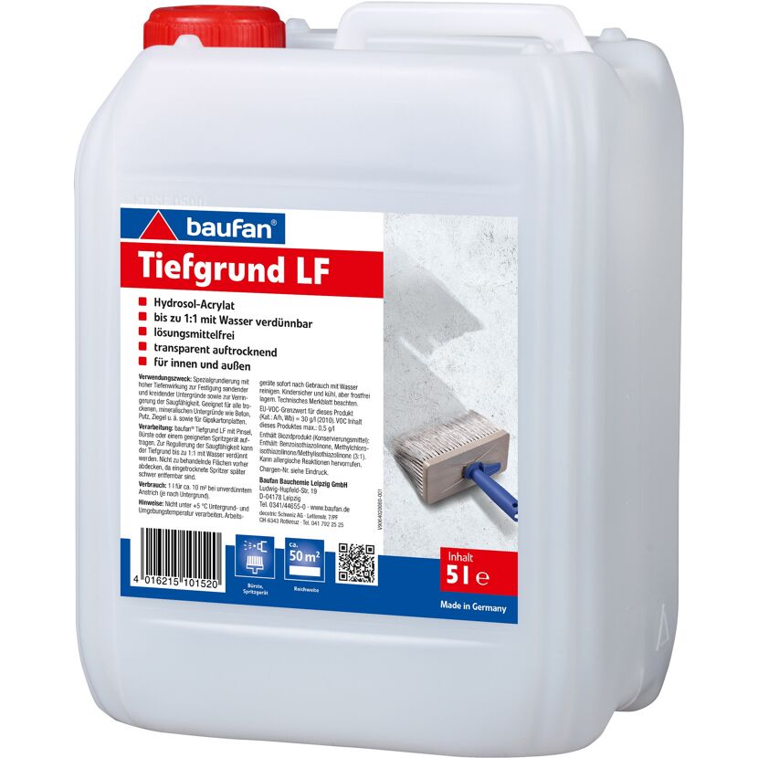 Tiefgrund LF von baufan, 5 l Kanister und Quast