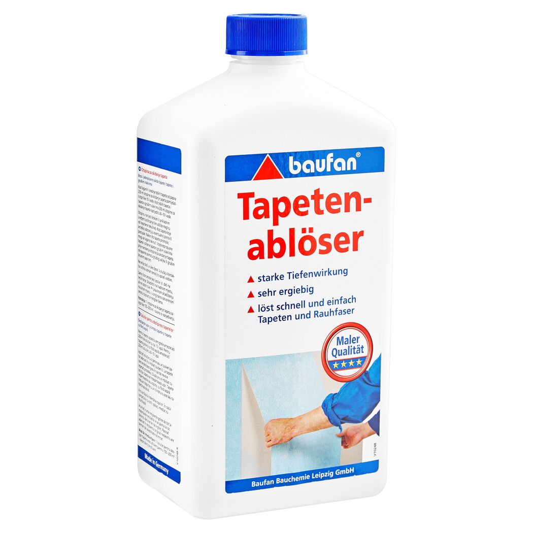 Person entfernt Tapete mit Baufan Tapetenablöser.
