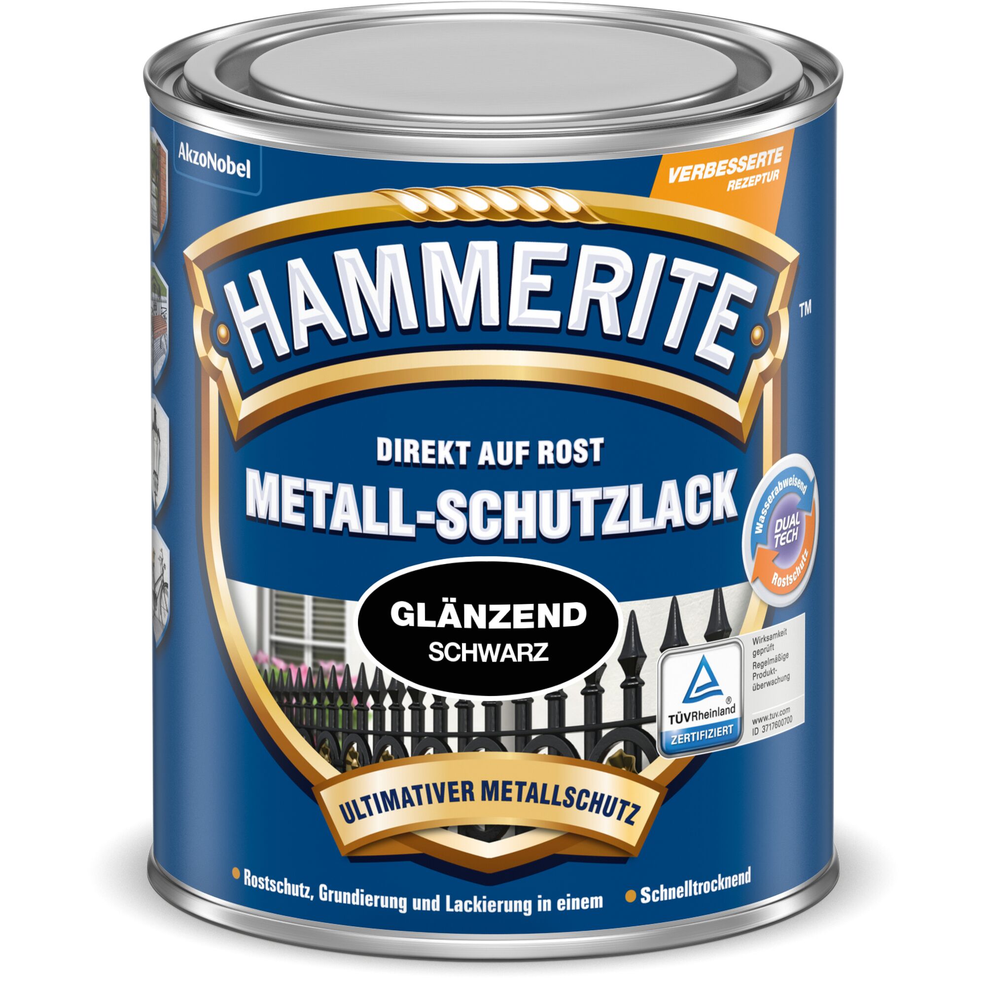 Dose Hammerite Metallschutzlack glänzend schwarz