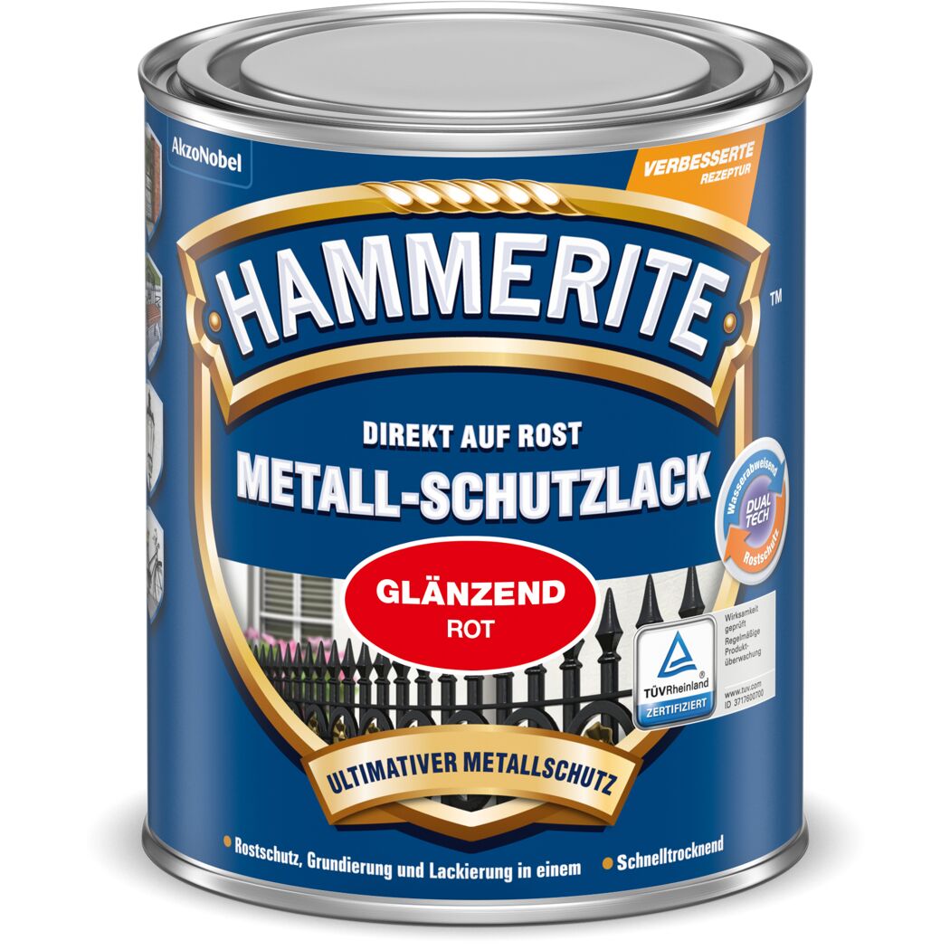 Dose Hammerite Metall-Schutzlack glänzend rot