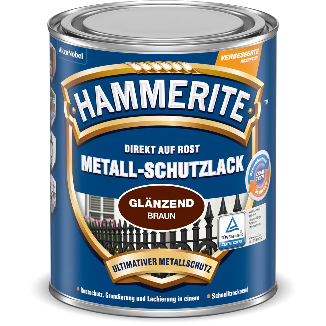 Hammerite Metall-Schutzlack glänzend braun