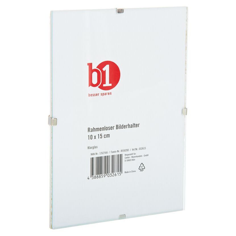 Bilderhalter rahmenlos Klarglas 10 x 15 cm