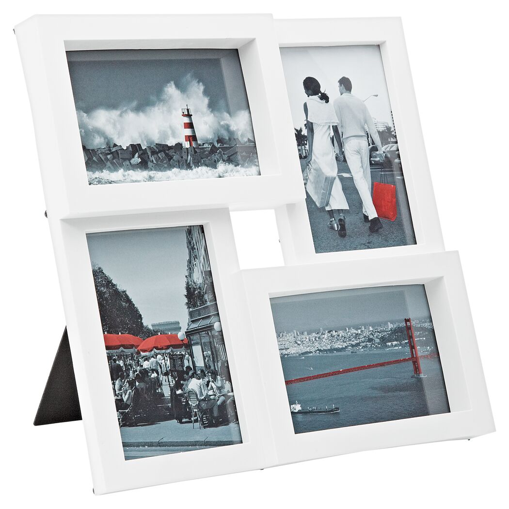 Weißer Collagerahmen mit vier Fotos