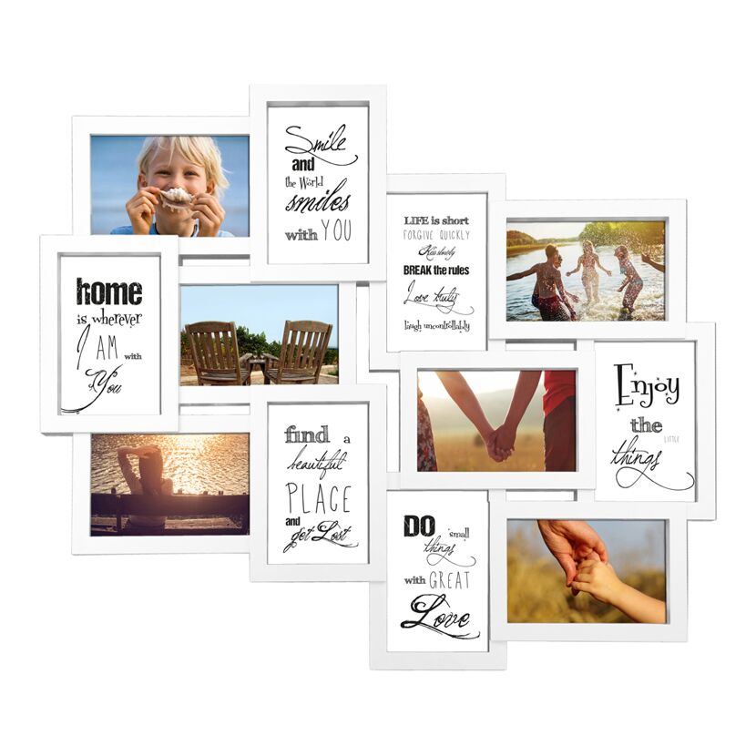 Weißer Collagerahmen mit mehreren Fotos und inspirierenden Zitaten.