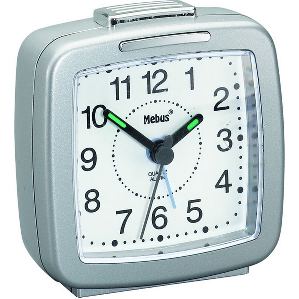 Analoger Quarzwecker von Mebus in Silber