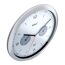 Weiße Funk-Wanduhr von Mebus mit silbernem Rand