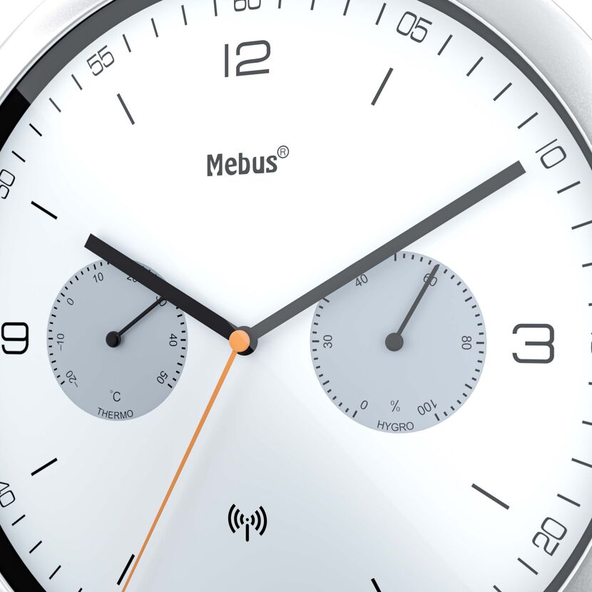 Mebus Funkuhr mit Temperatur- und Hygrometeranzeige