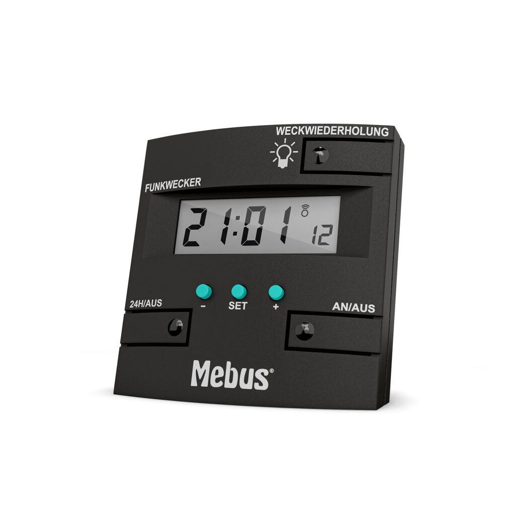 Digitaler Funkwecker von Mebus, Anzeige 21:01 Uhr