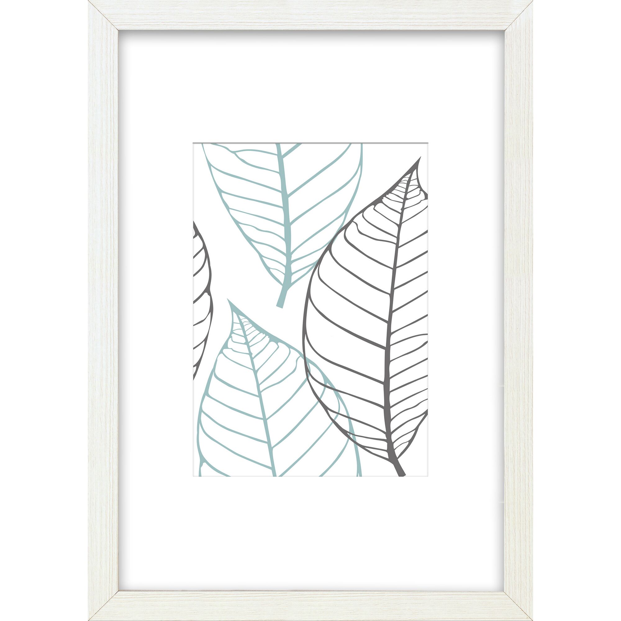 Rahmen mit vier Blättern in grau und hellblau