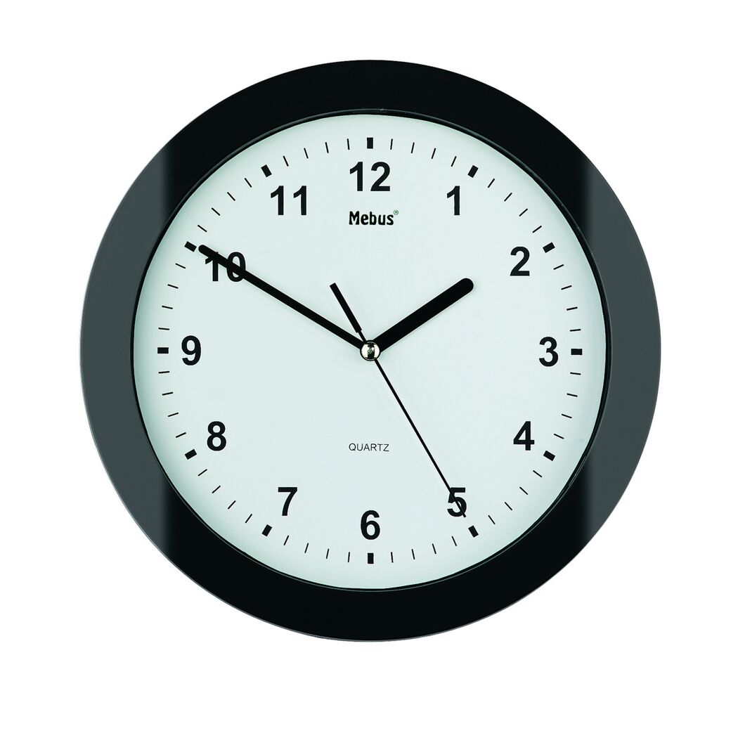 Quarz-Wanduhr schwarz Ø 25 x 3,5 cm