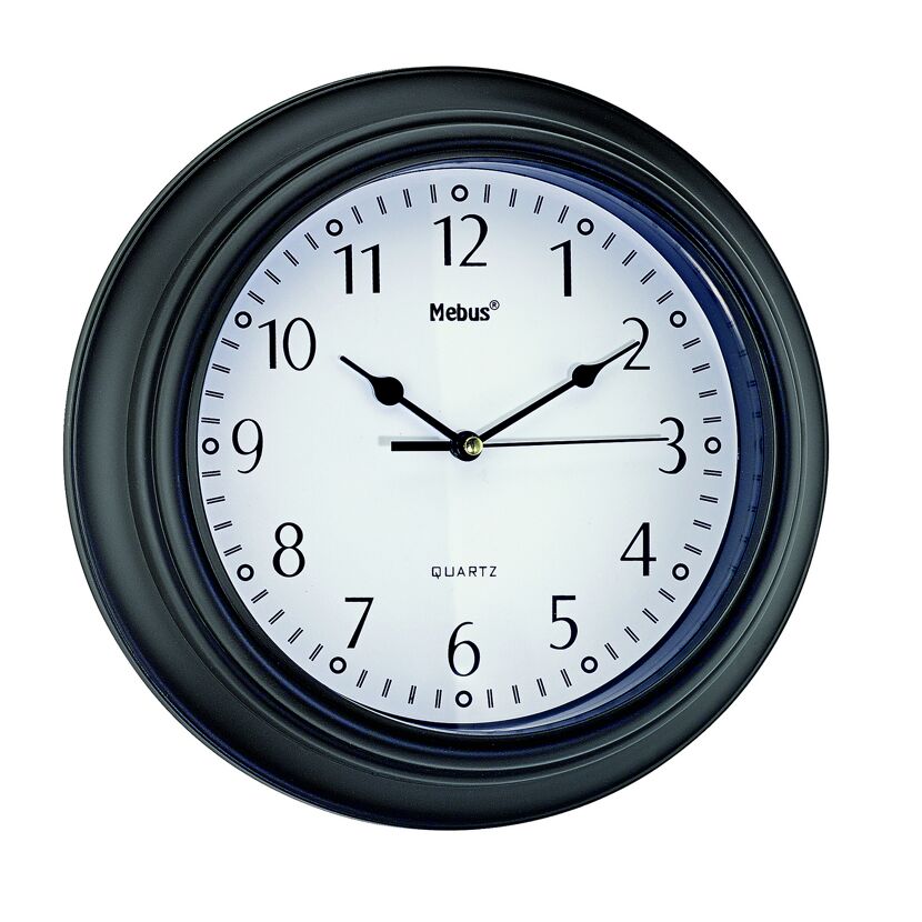 Schwarze Quarz-Wanduhr von Mebus